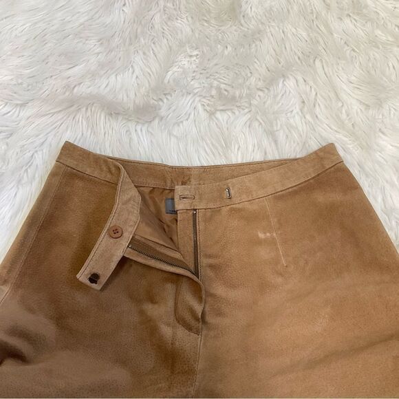 NEW AR BERNARDO Nutmeg Brown Genuine Leather Suede Stright Trousers Pants 8 - Picture 5 of 16